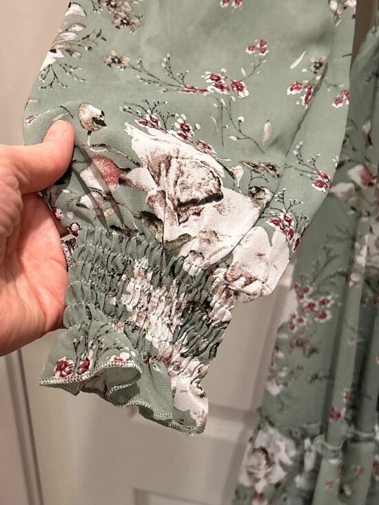 Prettywear Sage Green Floral Dress - Picture 7 of 12